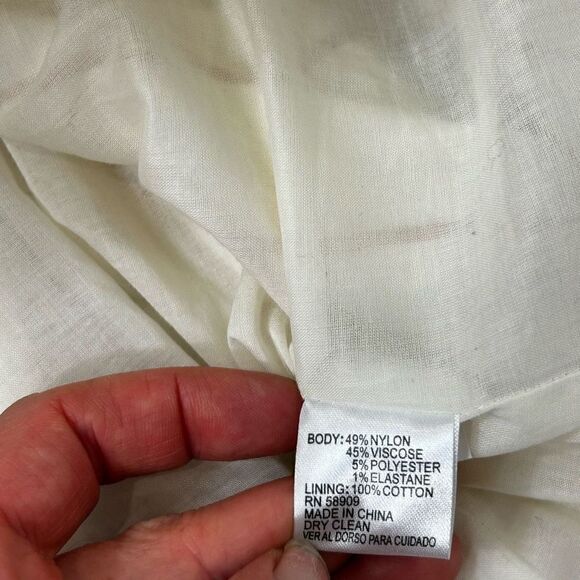 Cremieux Midi dress Button Up Ivory Stripe Puff Sleeve s z 14 Large - Picture 7 of 15